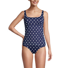 Women's D-Cup Chlorine Resistant Tummy Control Square Neck Underwire Tankini Swimsuit Top