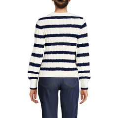 Women's Petite Drifter Classic Cable Crew Neck Cardigan Sweater