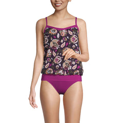 Women's Long Chlorine Resistant Blouson Tankini Swimsuit Top