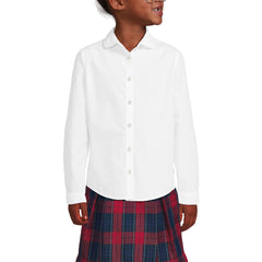 Girls Long Sleeve Peter Pan Collar Broadcloth Shirt