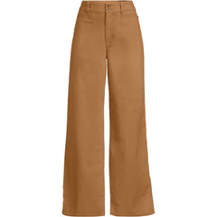 Women's Petite Stretch Canvas High Rise Wide Leg Pants