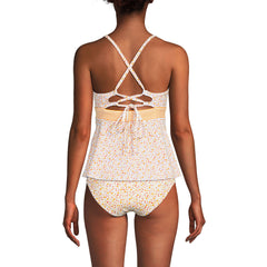 Women's D-Cup Lace-up Flutter Tankini Top