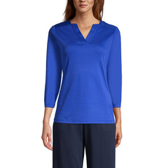School Uniform Women's Supima Micro Modal 3/4 Sleeve Notch Neck Top