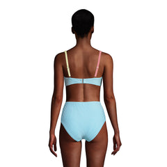 Women's DD-Cup Chlorine Resistant Twist Underwire Bikini Top Swimsuit Adjustable Straps Seersucker