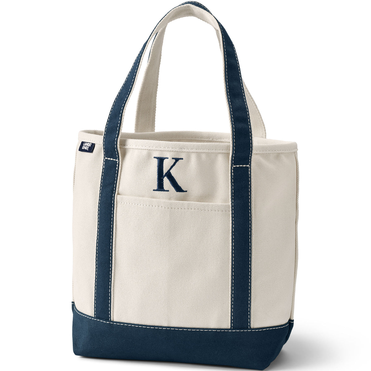 Pre-Monogrammed Letter K Canvas Tote Bag