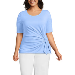 Women's Plus Size Lightweight Jersey Tie Front Top
