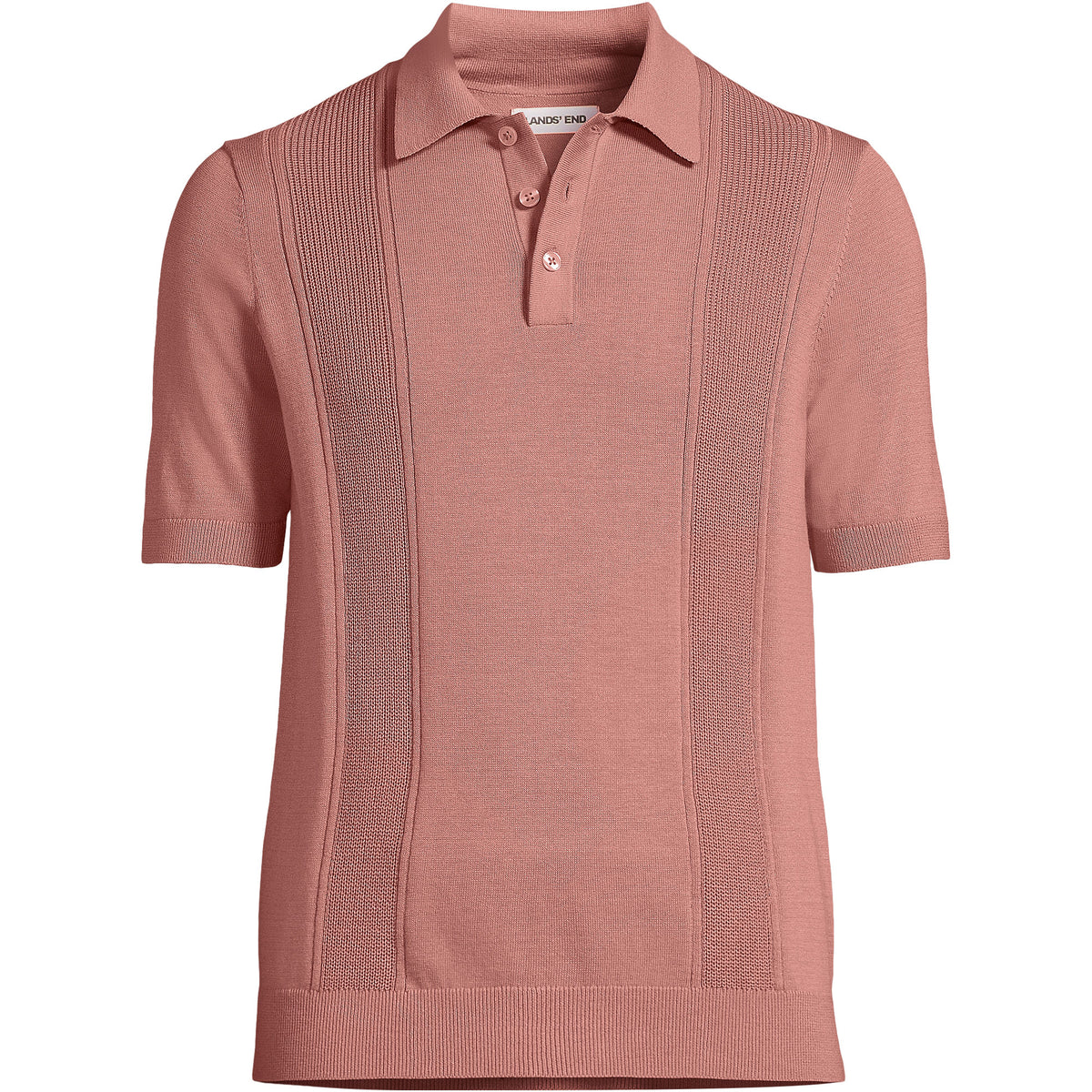 Men's Short Sleeve Vertical Rib Button Down Sweater Polo