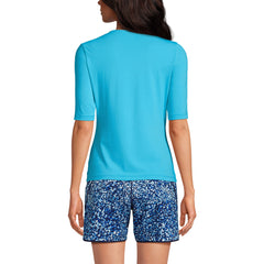Women's Petite SunShade UPF 50 Elbow Sleeve Rash Guard Swim Tee