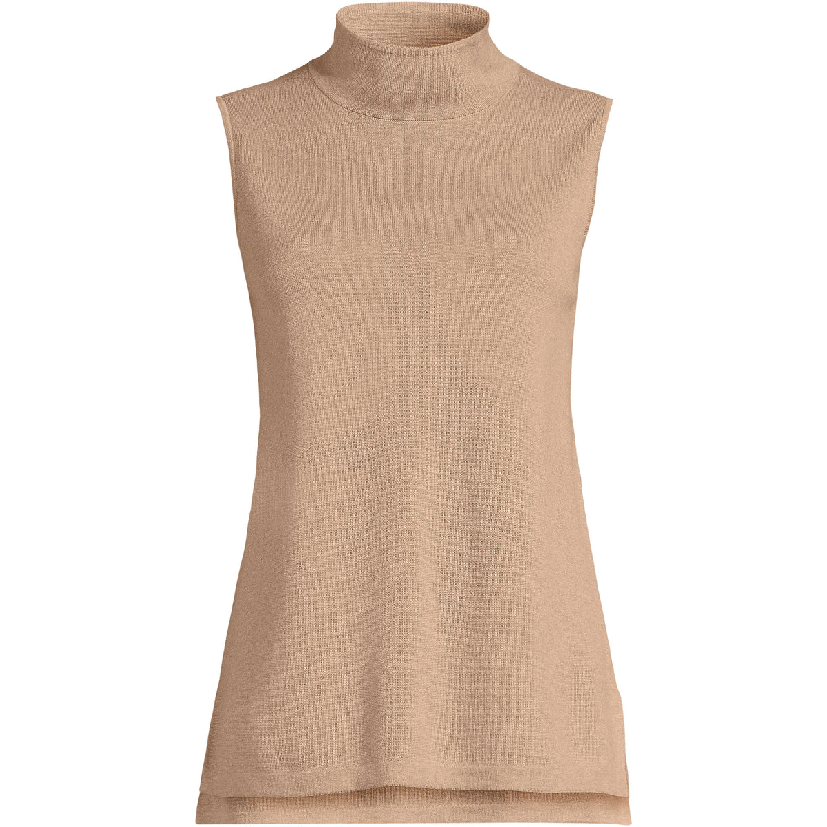 Women's Plus Size Fine Gauge Sleeveless Mock Sweater