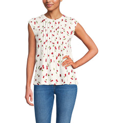 Women's Cap Sleeve Lightweight Jersey Pintuck Swing Top