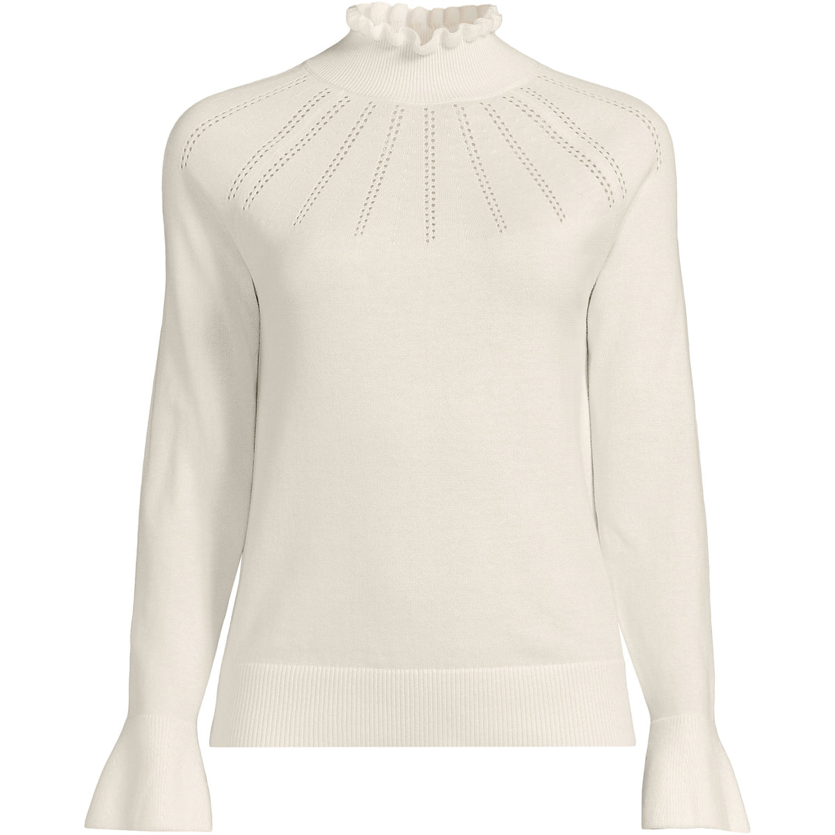 Women's Plus Size Cotton Pointelle Turtleneck Sweater