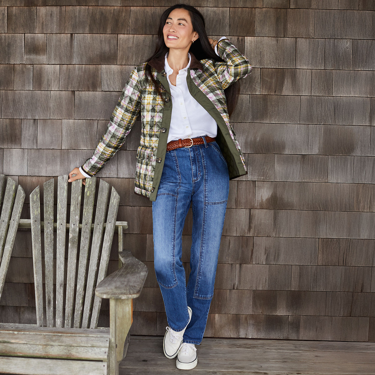 Women's Tall Soft Denim High Rise Rail Straight Leg Utility Jeans