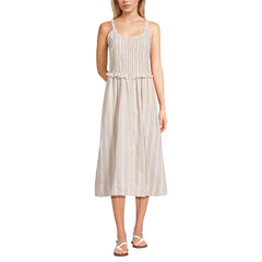 Women's Linen Blend Pintuck Tank Midi Dress