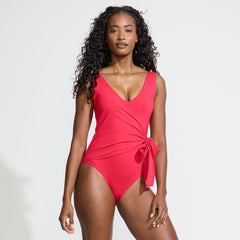 Women's Side Tie Wrap One Piece Swimsuit