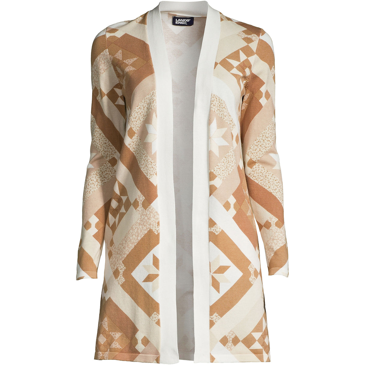 Women's Fine Gauge Cotton Long Open Cardigan Sweater - Print