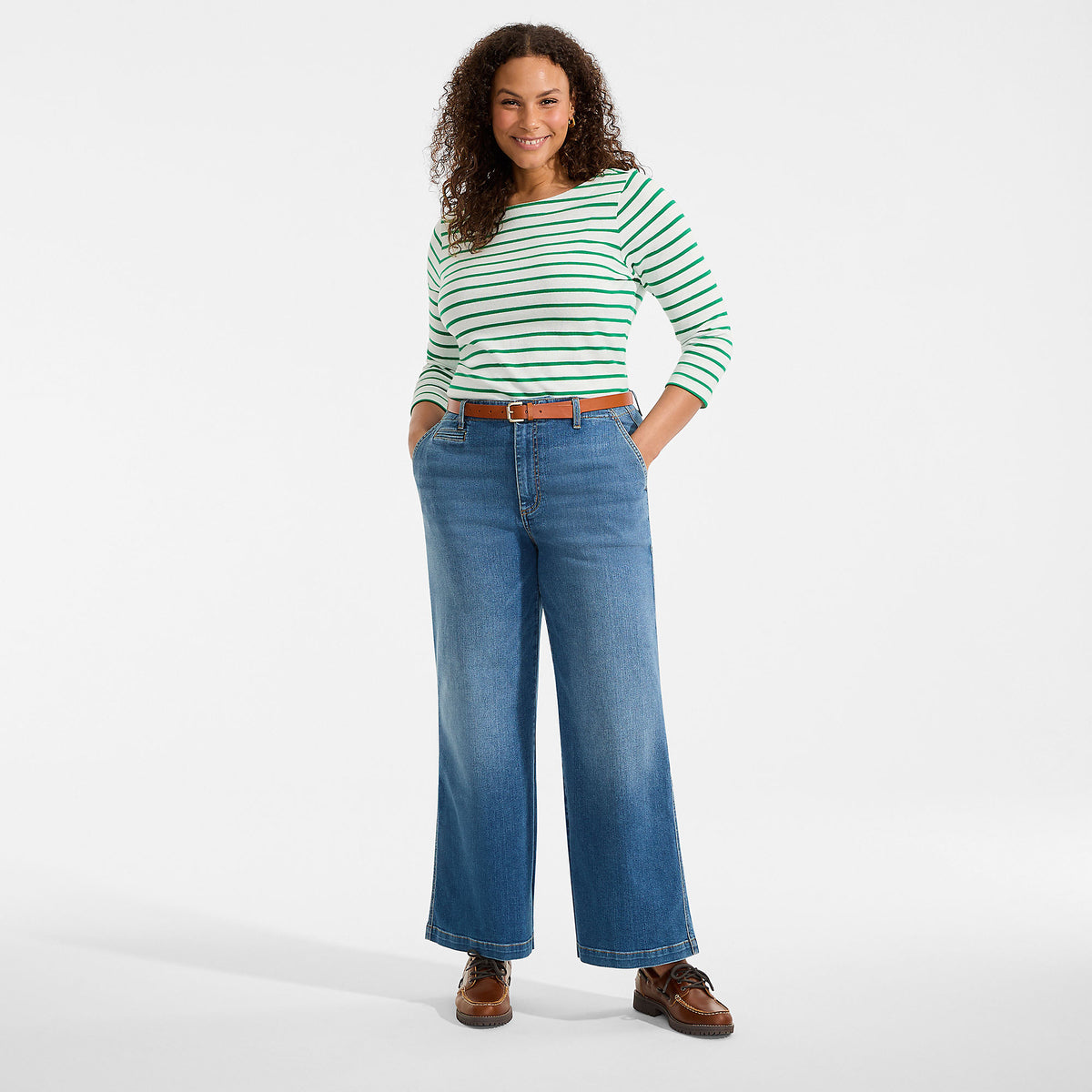 Women's Plus Size Recover Denim Mid Rise Wide Leg Ankle Jeans