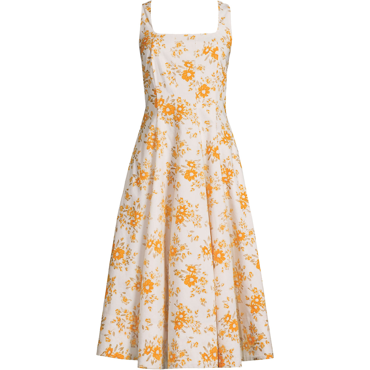 Women's Tall Princess Seamed Cotton Poplin Midi Dress