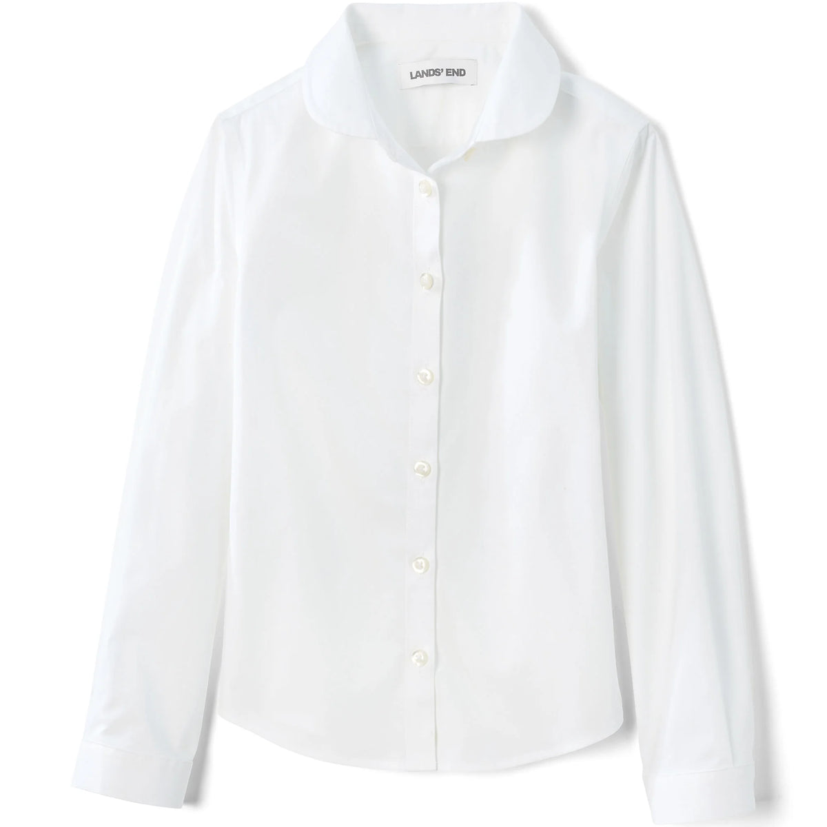 Girls Long Sleeve Peter Pan Collar Broadcloth Shirt