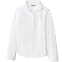 Girls Long Sleeve Peter Pan Collar Broadcloth Shirt