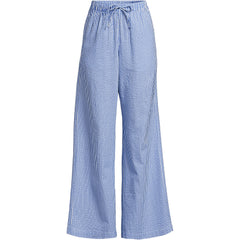 Women's Plus Size Seersucker High Rise Drawstring Wide Leg Pants