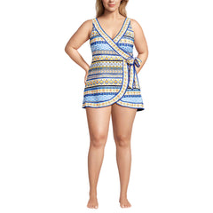 Women's Plus Size Side Tie Mini Swim Dress Swimsuit
