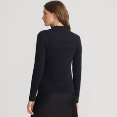 Women's Long Sleeve Brushed Lace Mock Neck Top