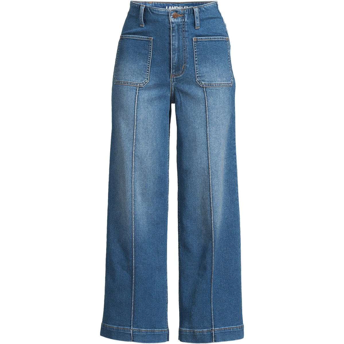 Women's Plus Size Recover Denim High Rise Patch Pocket Extra Wide Leg Crop Jeans