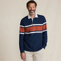 Men's Tall Long Sleeve Lightweight Slub Rugby Polo