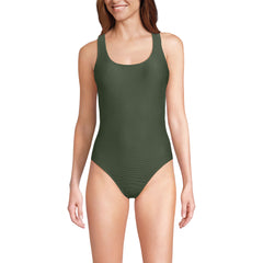 Women's Tugless Ribbed X-Back One Piece Swimsuit