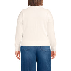Women's Plus Size Cotton Embellished Cardigan Sweater