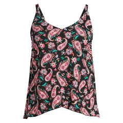 Women's Long Torso Chlorine Resistant Tulip Hem Tankini Swimsuit Top