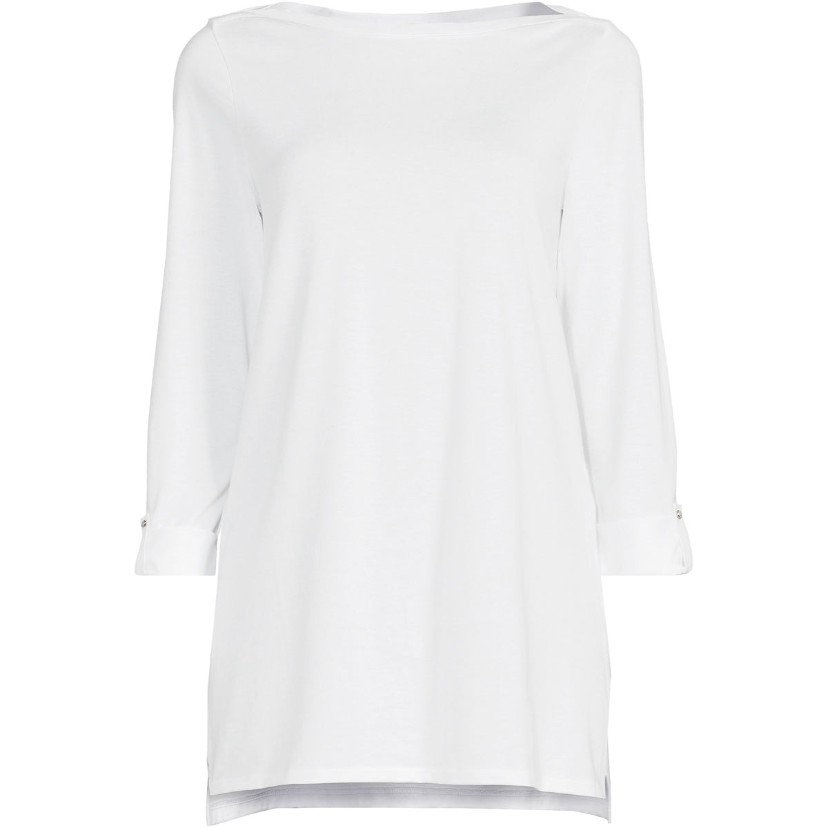Women's Plus Size Supima Cotton Adjustable 3/4 Sleeve Boatneck Tunic