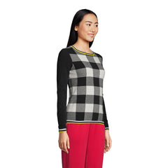 Women's Petite Cashmere Crew Neck Sweater Tee - Jacquard