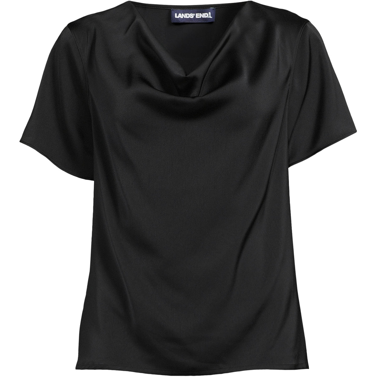 Women's Petite Charmeuse Short Sleeve Cowl Neck Top