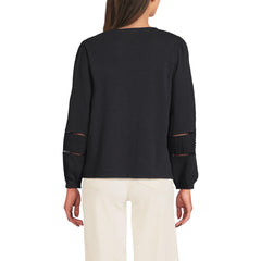 Women's Long Sleeve Slub Pintuck Top