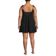 Women's Plus Size Oversized Cotton Gauze Tiered Mini Cover-up Dress