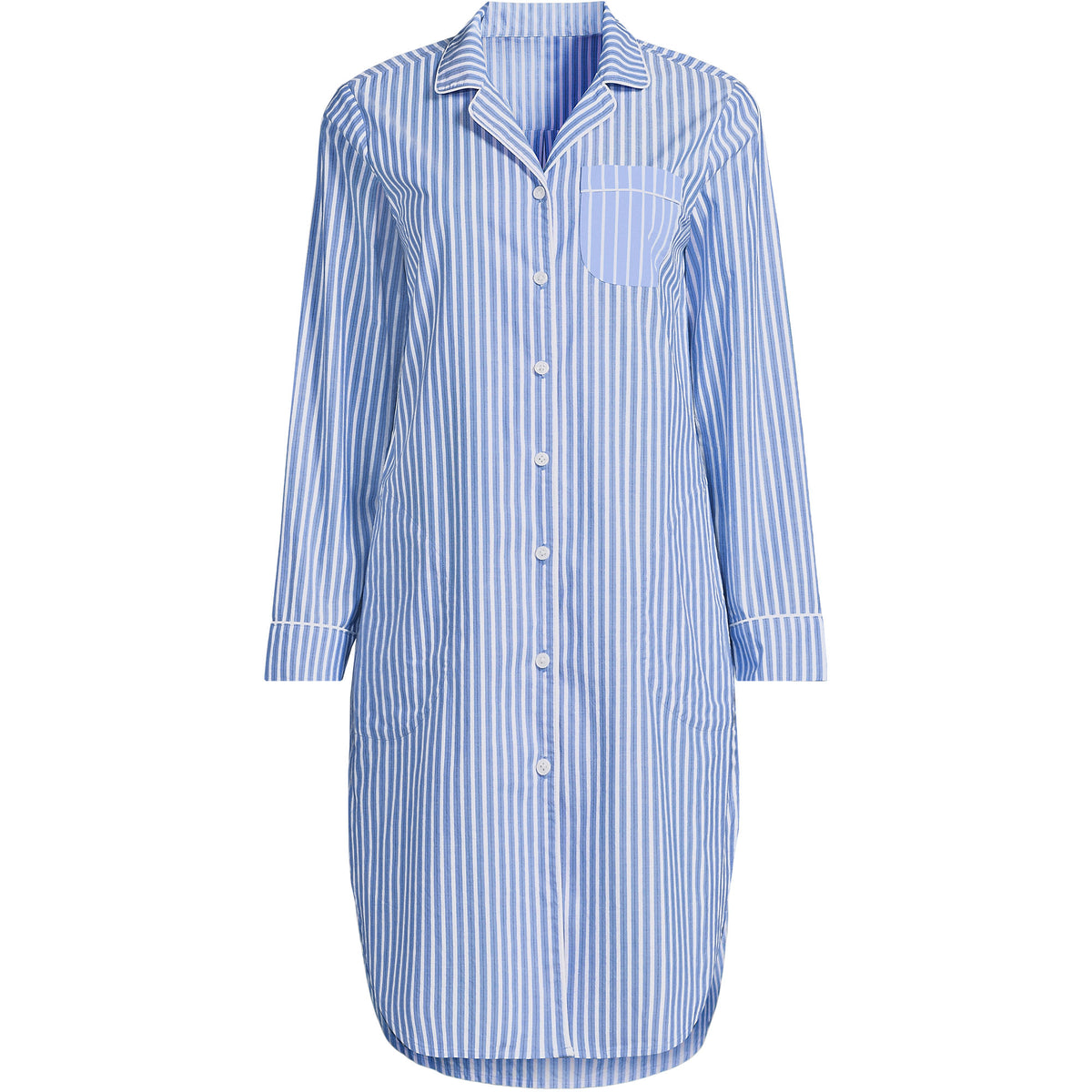 Women's Cotton Poplin Long Sleeve Sleepshirt Nightgown