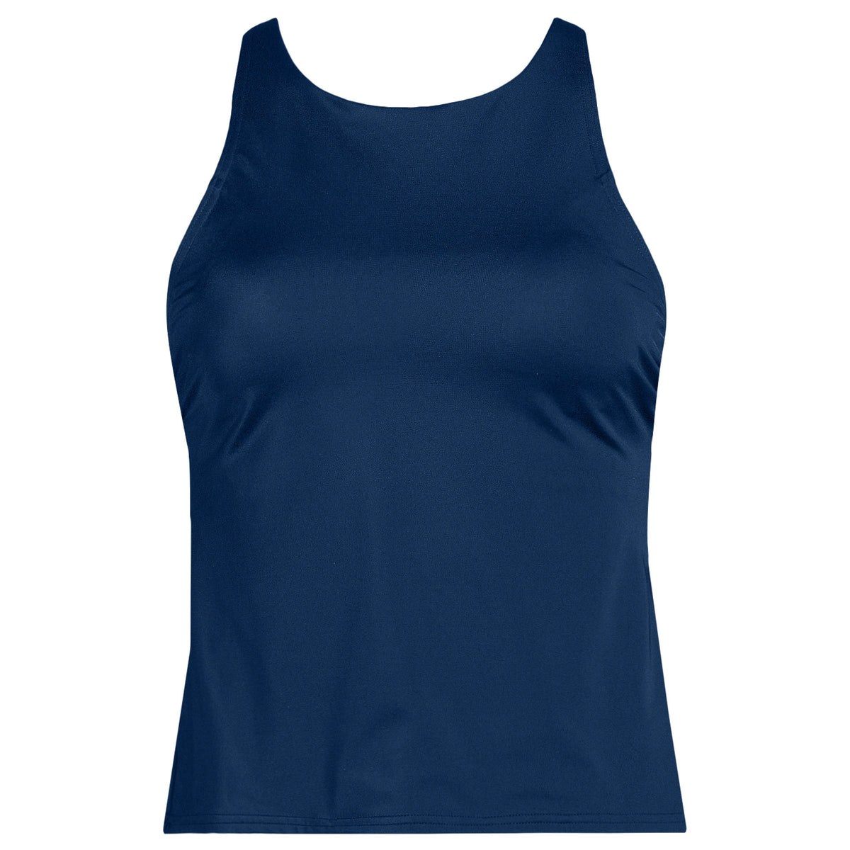 Women's Petite Tugless High Neck Strappy Back Tankini Swimsuit Top