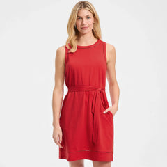 Women's Cotton Jersey Crew Neck Sleeveless Shift Dress