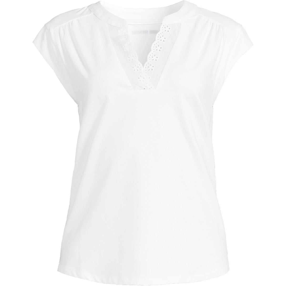 Women's Cap Sleeve Lightweight Jersey Lace Shoulder Tee