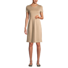 School Uniform Women's Short Sleeve Ponte Dress Top of Knee