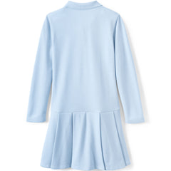 Girls Long Sleeve Mesh Pleated Polo Dress