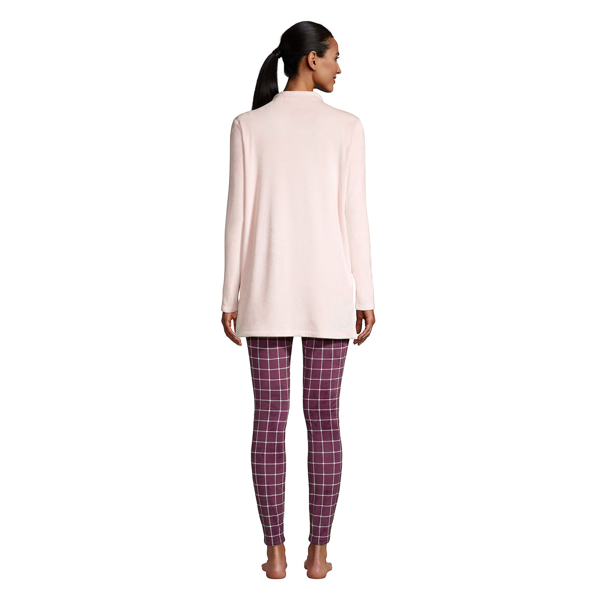 Women's Cozy Pajama Set Long Sleeve Top and Print Leggings