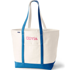 Extra Large 5 Pocket Open Top Long Handle Canvas Tote Bag