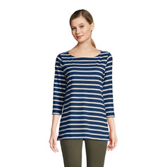 Women's Petite 3/4 Sleeve Heavyweight Jersey Boatneck Tunic
