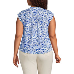 Women's Plus Size Cap Sleeve Lightweight Jersey Lace Shoulder Tee