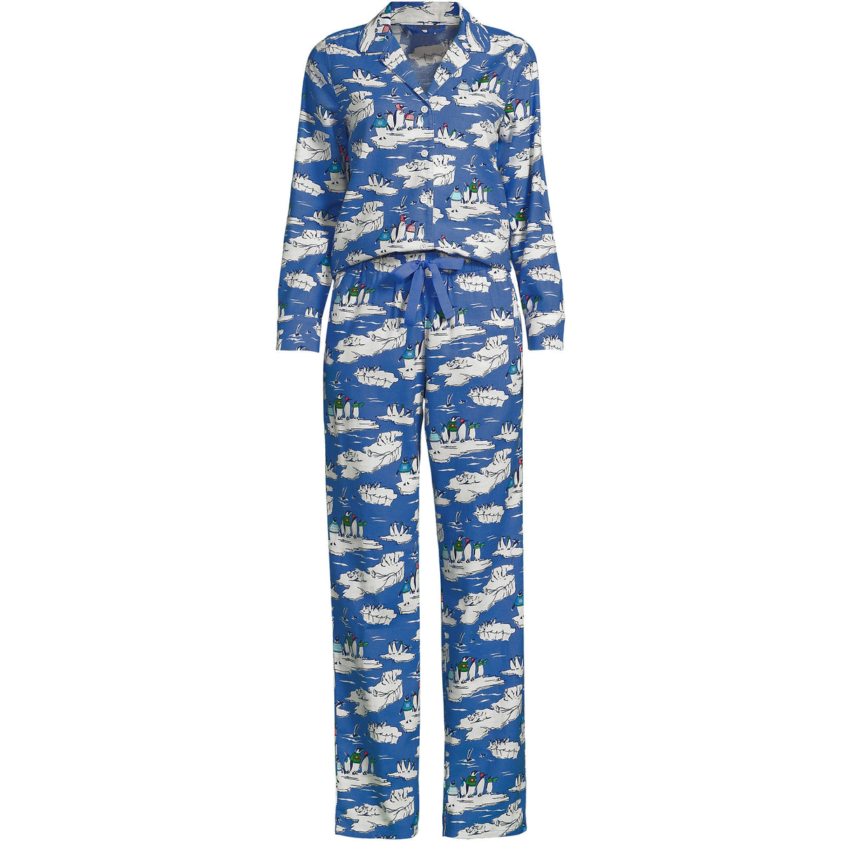Women's Flannel 2 Piece Pajama Set - Long Sleeve Shirt and Pants