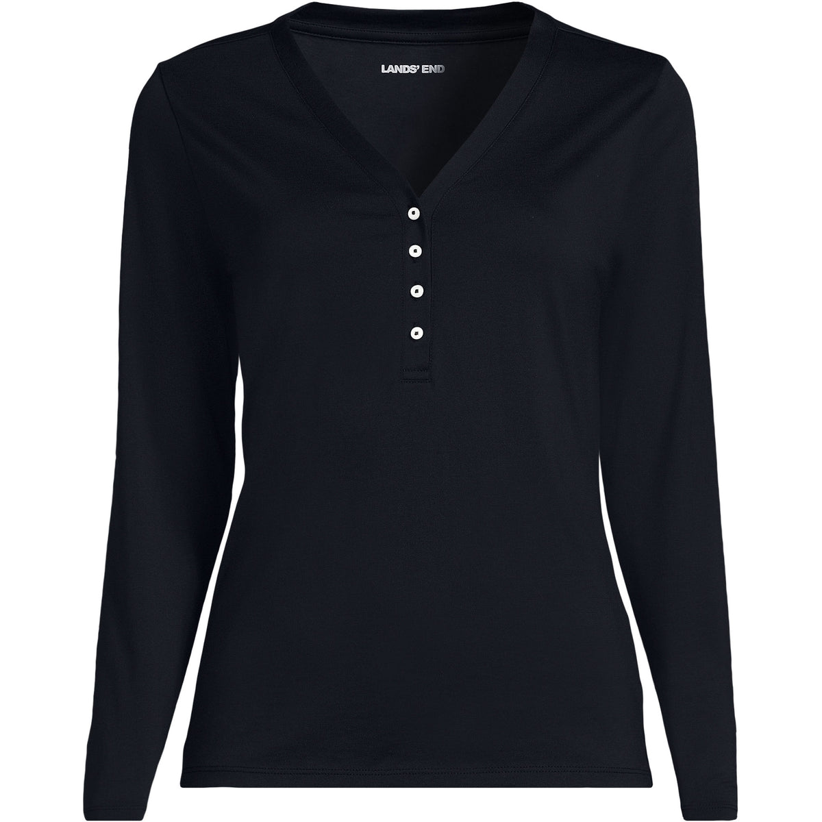 Women's Plus Supima Jersey Long Sleeve Button Henley