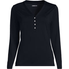 Women's Plus Supima Jersey Long Sleeve Button Henley
