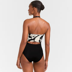 Women's Petite Tugless Halter Monokini High Leg One Piece Swimsuit